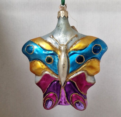 Zdjęcie oferty: Motyl nieb-złoto-fioletowy - bombka kolekcjonerska