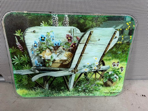 Zdjęcie oferty: Szklana deska do krojenia 30x40cm kotki w ogrodzie