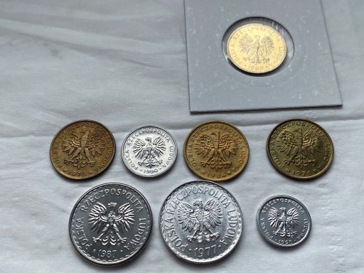 Zdjęcie oferty: zestaw 1 złoty 1977 1987 2 złote 1975 1976 mennicz