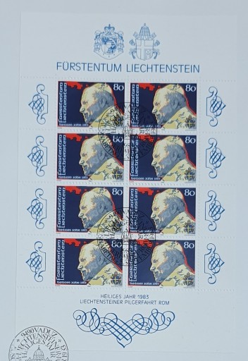 Zdjęcie oferty: LICHTENSTEIN mega koperta JAN PAWEŁ II 1983 arkusz