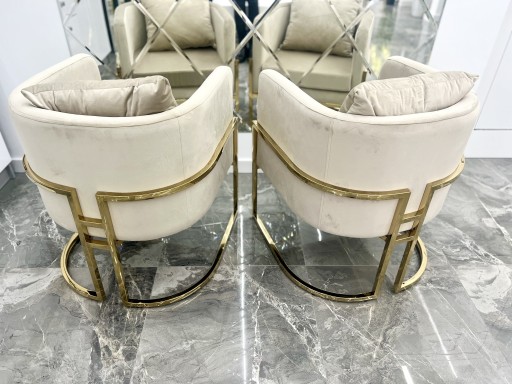 Zdjęcie oferty: Złoty beżowy kremowy fotel Glamour Premium NOWOŚĆ