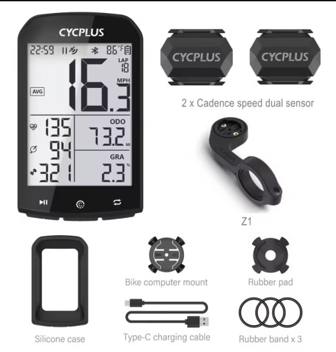 Zdjęcie oferty: Licznik rowerowy CYCPLUS M1 uchwyt Z1 2xCzujnik C3 