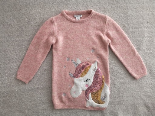 Zdjęcie oferty: Różowy cekinowy sweter jednorożec koń Primark 122