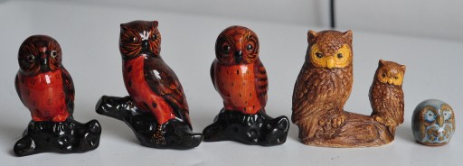 Zdjęcie oferty: Zestaw starych figurek ceramicznych sowy 5 sztuk