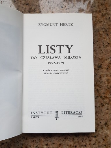 Zdjęcie oferty: Zygmunt Hertz - Listy do Czesław Miłosza