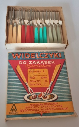 Zdjęcie oferty: Nierdzewne widelczyki do zakąsek 12 Sztuk lata 80