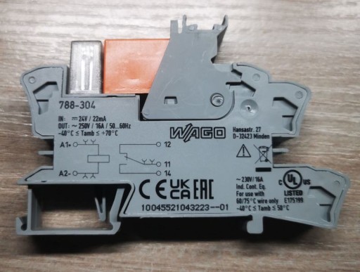 Zdjęcie oferty: Przekaźnik z podstawką WAGO 16A 24VDC 788-304