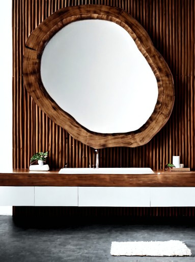 Zdjęcie oferty: Designerskie drewniane lustro do łazienki
