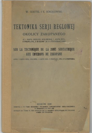 Zdjęcie oferty: Tektonika serji reglowej okolicy Zakopanego 1930