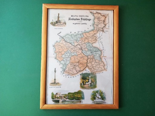 Zdjęcie oferty: Mapa Królestwa Polskiego 1907 J.M Bazewicz reprint