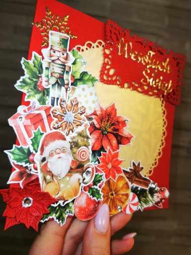 Zdjęcie oferty: Kartka świąteczna cyrkonie scrapbooking hand made 