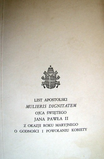 Zdjęcie oferty: List apostolski Ojca Świętego Jana Pawła II
