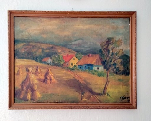 Zdjęcie oferty: Pejzaż wiejski - Olej/płótno -  57 X 44 cm. Sygn.