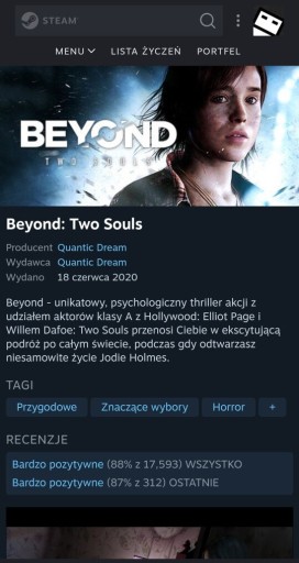 Zdjęcie oferty: Klucz steam do gry Beyond: Two Souls 