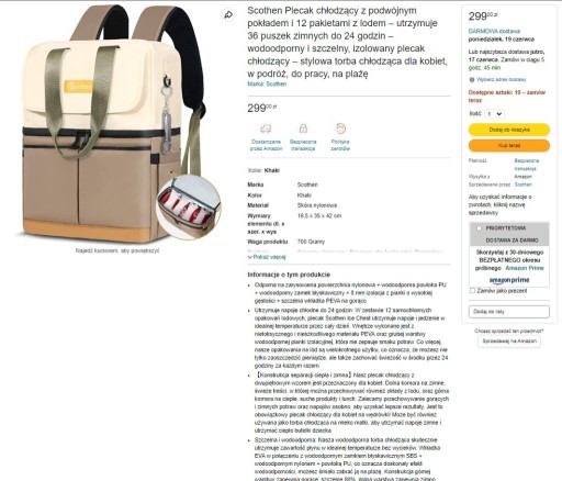 Zdjęcie oferty: Plecak chłodzący, dwie komory + kieszenie