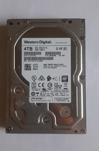 Zdjęcie oferty: Dysk HDD, Western Digital Ultrastar DC HC310, 4TB 