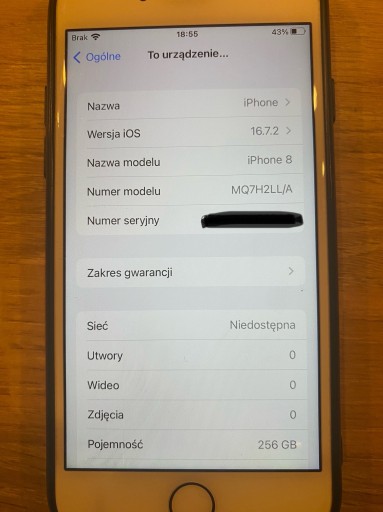 Zdjęcie oferty: iPhone 8 256GB złoty 82% bateria