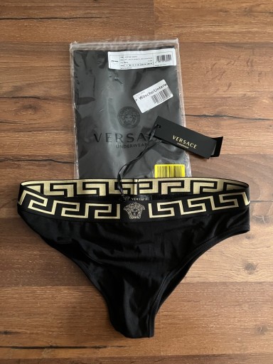 Zdjęcie oferty: Majtki figi Versace logo czarne złote oryginał s m