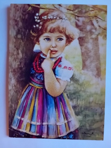 Zdjęcie oferty: Sprzedam pocztówkę Dziewczynka z koralami. 1977r.