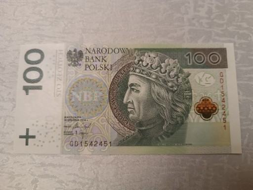 Zdjęcie oferty: Banknot 100 zł GD 1542451 RADAR UNC 