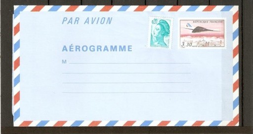 Zdjęcie oferty: Samolot Concorde i Marianna na aerogramie z Francji