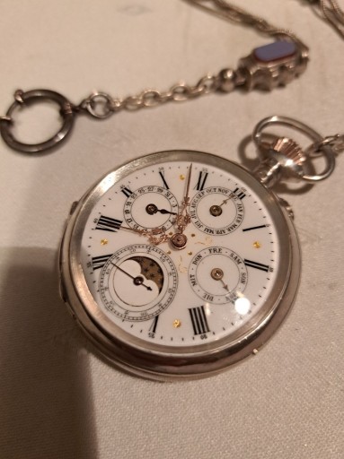 Zdjęcie oferty: Zegarek kieszonkowy z rocznym kalendarzem srebro