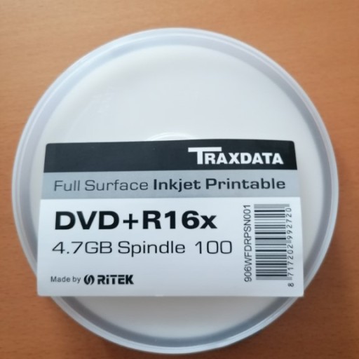 Zdjęcie oferty: Płyta DVD Traxdata DVD+R16x 4,7GB Inkjet Printable