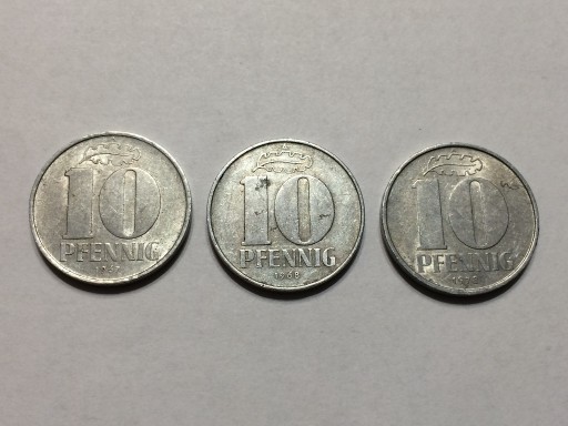 Zdjęcie oferty: 10 Pfennig fenigów 3 sztuki  Niemcy DDR  NRD