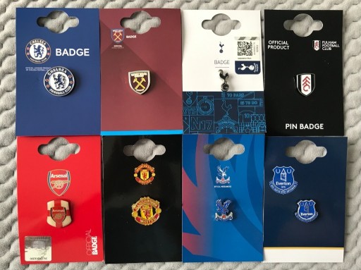Zdjęcie oferty: Odznaki pins 8 klubów piłkarskich Premier League 
