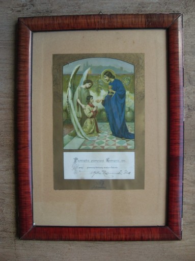 Zdjęcie oferty: Obraz Pamiątka I Komunii św. Szamotuły przedwojnie