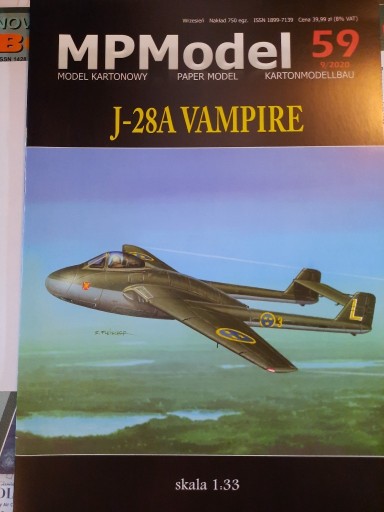 Zdjęcie oferty: Model kartonowy MPModel samolot Ja-28 Vampire