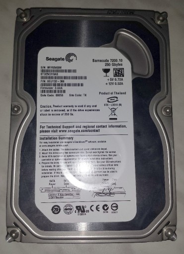 Zdjęcie oferty: Sprawny dysk twardy 3,5'' Seagate Barracuda 250GB