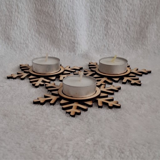 Zdjęcie oferty: Świąteczne podstawki pod świeczki | Płatki śniegu | Zestaw 3 sztuk