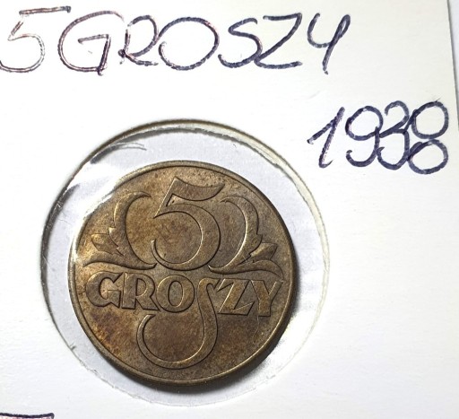 Zdjęcie oferty: 5 groszy 1938r, II RP , brąz