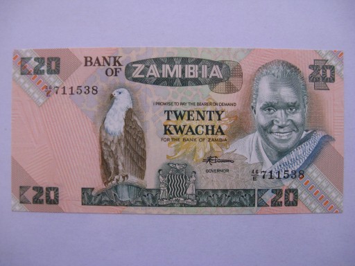 Zdjęcie oferty: Zambia - 20 Kwacha - 1980-88 - P27e- St.1