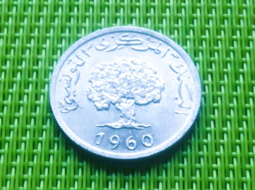 Zdjęcie oferty: TUNEZJA 1960 - 5 Milliemes Milimów Drzewo Y40