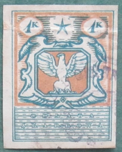 Zdjęcie oferty: 1 korona austriacka 1919 opłata skarbowa b.Galicja