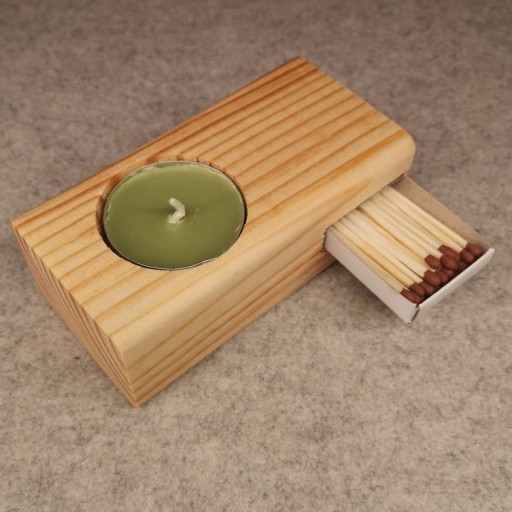 Zdjęcie oferty: Świecznik drewniany handmade tealight z zapałkami 