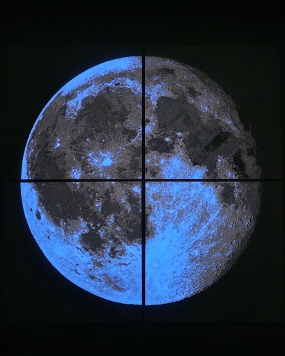 Zdjęcie oferty: Fluorescencyjny obraz 50x50 KSIĘŻYC w ramie wykonany w technologii druku 3D