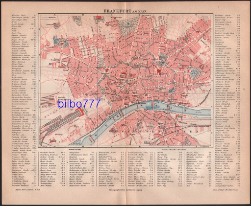 Zdjęcie oferty: FRANKFURT NAD MENEM stary plan miasta z 1888 roku