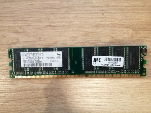 Zdjęcie oferty: AENEON PC 3200 DDR 1GB (2x512MB)