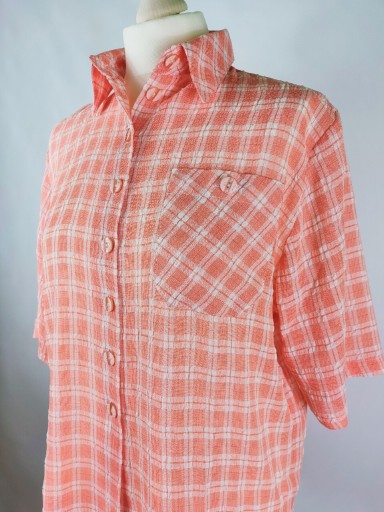 Zdjęcie oferty: Lekka koszula damska z krótkim rękawem na lato z kołnierzykiem łososiowa