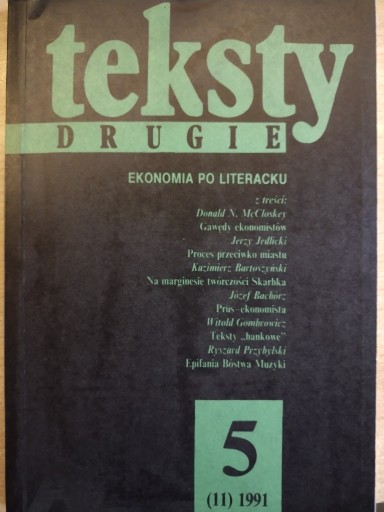 Zdjęcie oferty: "Teksty Drugie" 1991, nr 5. Ekonomia po literacku