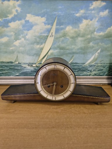 Zdjęcie oferty: Zegar kominkowy ZENTRA – vintage – mechaniczny, nakręcany – drewno 