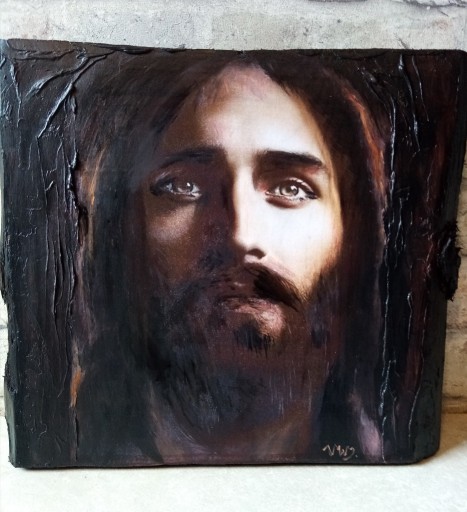 Zdjęcie oferty: Jezus obraz ikona na desce praca autorska