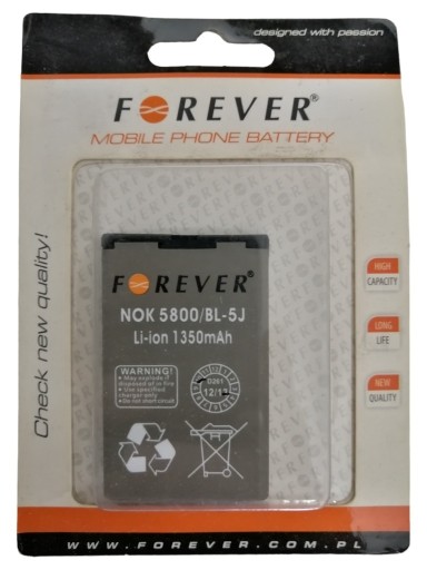 Zdjęcie oferty: Bateria Forever do telefonu Nokia 5800 1350 mAh