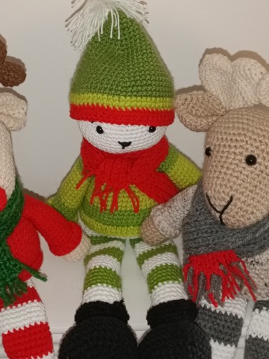 Zdjęcie oferty: Święta przyjaciele skrzat i renifer- amigurumi