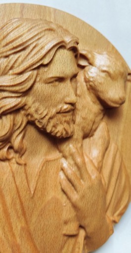 Zdjęcie oferty: Jezus z barankiem . Płaskorzeźba, 3D, drewno 