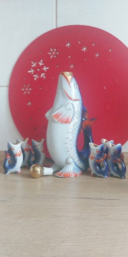 Zdjęcie oferty: Porcelanowa karafka ryba i 6 kieliszków Łomonosow