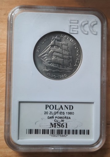 Zdjęcie oferty: 20 ZŁ 50 LAT DARU POMORZA 1980 GRADING GCN MS61